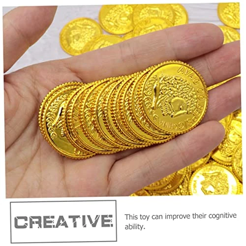 SAFIGLE 200pcs Pirate Gold Coin Pirate Playset Metal Pirate Coins Treasure Embossed Coins Makeup For Pirate Accessories Simulation Treasure Coins Funny Game Coins Gem 5 SAFIGLE 200pcs Pirate Gold Coin Pirate Playset Metal Pirate Coins Treasure Embossed Coins Makeup For Pirate Accessories Simulation Treasure Coins Funny Game Coins Gem - Image 3