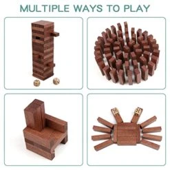 Canuan Wooden Blocks Stacking Games, 54PCS Tumbling Tower Game For Kids Adult And Families, Wooden Stacking Tower Montessori Toys Tabletop Games Party Games With Storage Box -Folkmanis Toys Shop 51wkieMfL4L