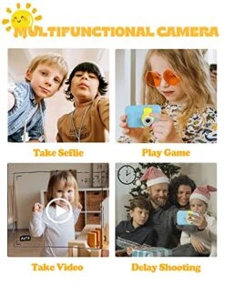 DEVA Kids Digital Camera For Girls/Boys,FILP Len Camera Toy For Toddler,HD 1080P Video/with 32GB SD Card/Selfie Camera, Christmas Birthday Gifts Toys Camera For Kids，Blue -Folkmanis Toys Shop 51x0JqWx56L