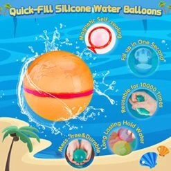 Water Balloons Reusable, 6PCS Water Balls Self Sealing Quick Fill Soft Silicone, Refillable Magnetic Water Bombs Splash Summer Fun For Kids, Outdoor Water Toys For Backyard, Water Games -Folkmanis Toys Shop 51x4ao3JLlL