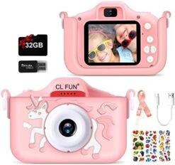 CL FUN Kids Camera, Unicorn Camera For Kids Girls/Boys Age 3-12, Toddler Digital Video Camera With Silicone Cover,Portable Toy Camera With 32GB SD Card,Christmas Birthday Gifts For Kids-Unicorn Purple -Folkmanis Toys Shop 51xAfBccILL. AC