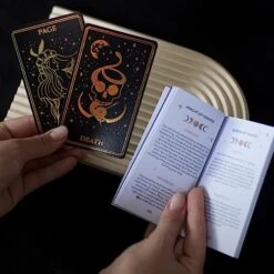 CRAFTERIAN Mistyc Minimalistic Tarot Cards With Rainbow Foil 78 Tarot Deck With Gold Edges, For Beginners And Experts With Guide Book. (Black) -Folkmanis Toys Shop 51xGhSIJuqL
