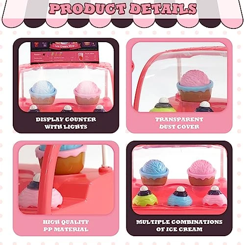 Pretend Role Play Ice Cream Shop Toy For Boys And Girls With Ice Cream Maker Machine, Cash Register And Fake Ice Creams, Play Food Dessert Set For Kids Age 3 4 5 6 5 Pretend Role Play Ice Cream Shop Toy For Boys And Girls With Ice Cream Maker Machine, Cash Register And Fake Ice Creams, Play Food Dessert Set For Kids Age 3 4 5 6 - Image 3