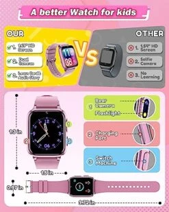 Sueseip Kids Watch For Girls Toys Age 6-8, HD Touchscreen Dual Cameras Smart Watch For Kids Girls Ages 8-10, Kids Toys With 26 Games Learn Card Audio Story For 5 6 7 8 9 Year Old Girls Birthday Gifts -Folkmanis Toys Shop 51xQGVg09DL