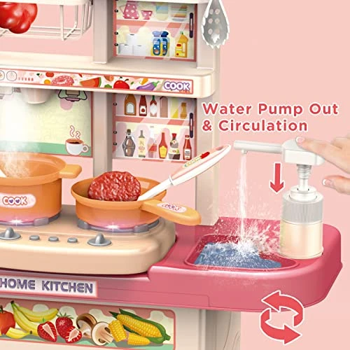 DeAO Kitchen Playset Toy,Play Kitchen Set Role Playing Game Pretend Food And Cooking Playset,Kitchen Accessories Set For 3 4 5 Years Old Girls Boys 4 DeAO Kitchen Playset Toy,Play Kitchen Set Role Playing Game Pretend Food And Cooking Playset,Kitchen Accessories Set For 3 4 5 Years Old Girls Boys - Image 2