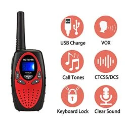 Retevis RT628 Walkie Talkies For Kids Rechargeable,Long Range 2 Way Radio 22 CH Backlit LCD Screen VOX,Toys Gifts For 5-14 Years Old Boys Girls,Indoor Outdoor Adventure(Red, 2 Pack) -Folkmanis Toys Shop 51xWEd9h6OL