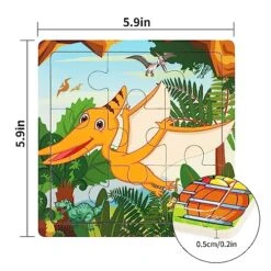 Jigsaw Puzzles, SANNIX 12 Pack Wooden Jigsaw Puzzles With 12 Organize Bags, Dinosaurs And Animals Toddlers Puzzles For Kids Ages 3-6, Party Favors Educational Learning Travel Toys For Boy, Girl -Folkmanis Toys Shop 51xiL1D2L8L