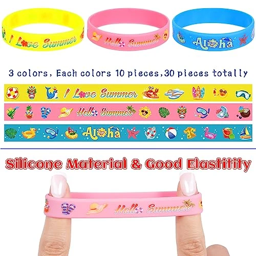 30 Pieces Hawaiian Luau Hello Summer Slap Bracelets Silicone Wristbands Bracelets Party Decorations With 3 Colorful Patterns Pool Tropical Summer Beach Party Favors Supplies 5 30 Pieces Hawaiian Luau Hello Summer Slap Bracelets Silicone Wristbands Bracelets Party Decorations With 3 Colorful Patterns Pool Tropical Summer Beach Party Favors Supplies - Image 3