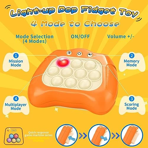 Quick Push Light-up Pop Game, Fidget Toys For Kids And Adults, Electronic Handheld Fast Push Bubble Game, Decompression Stress Relief Toys Gift For 3 4 5 6 7 8 9 Year Old Boys & Girls (Dark Blue) 4 Quick Push Light-up Pop Game, Fidget Toys For Kids And Adults, Electronic Handheld Fast Push Bubble Game, Decompression Stress Relief Toys Gift For 3 4 5 6 7 8 9 Year Old Boys & Girls (Dark Blue) - Image 2