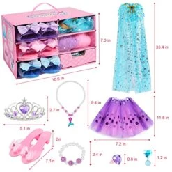 Princess Dress Up Shoes And Jewelry Boutique -Girls Pretend Play Set W Cloak & Tutu Skirt, 3 Pairs Princess Shoes Pretend Jewelry Accessories Girls Toddlers Beauty Birthday Gifts Princess Toys Years3+ -Folkmanis Toys Shop 51yCvtsKZ0L