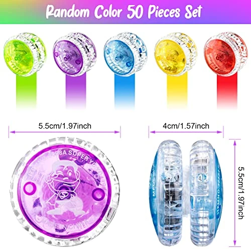 50 Pieces Yo Yo LED Light Up Responsive Ball Plastic Auto Return Yo Yo With Light Entertaining Toy Gifts For Beginner Boy Girl Children Birthday Party Favors, Random Colors 4 50 Pieces Yo Yo LED Light Up Responsive Ball Plastic Auto Return Yo Yo With Light Entertaining Toy Gifts For Beginner Boy Girl Children Birthday Party Favors, Random Colors - Image 2