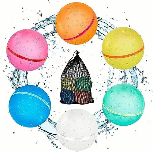 Huansihan Reusable Water Balloons For Kids Adults, 6 Pack Magnetic Refillable Quick Self-Sealing Water Bomb With Mesh Bag, Latex-Free Silicone Water Balls For Summer Pool Parties 7 Huansihan Reusable Water Balloons For Kids Adults, 6 Pack Magnetic Refillable Quick Self-Sealing Water Bomb With Mesh Bag, Latex-Free Silicone Water Balls For Summer Pool Parties - Image 5