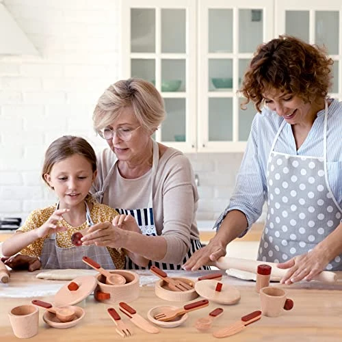 Wooden Play Kitchen Accessories, Kitchen Pretend Play Toys, Kids Kitchen Set With Pan, Pots, Plates, Storage Bag, Birthday And Chritmas Gift For Boys And Girls 6 Wooden Play Kitchen Accessories, Kitchen Pretend Play Toys, Kids Kitchen Set With Pan, Pots, Plates, Storage Bag, Birthday And Chritmas Gift For Boys And Girls - Image 4