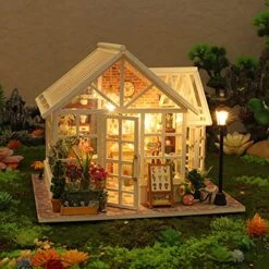 GuDoQi DIY Miniature Dollhouse Kit, Tiny House Kit With Music, Miniature House Kit 1:24 Scale, Great Handmade Crafts Gift For Birthday Halloween, Beautiful Flower Shop -Folkmanis Toys Shop 51ya9kjxBnS