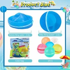 Huansihan Reusable Water Balloons For Kids Adults, 6 Pack Magnetic Refillable Quick Self-Sealing Water Bomb With Mesh Bag, Latex-Free Silicone Water Balls For Summer Pool Parties 9 Huansihan Reusable Water Balloons For Kids Adults, 6 Pack Magnetic Refillable Quick Self-Sealing Water Bomb With Mesh Bag, Latex-Free Silicone Water Balls For Summer Pool Parties -Folkmanis Toys Shop 51yb49go07L