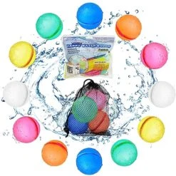 Reusable Water Balloons, Magnetic Water Bomb Balloons, Self-Sealing Quick Fill Refillable Splash Balls For Kids & Adults, Perfect For Summer Fun Pool & Outdoor Games (12 Pack)