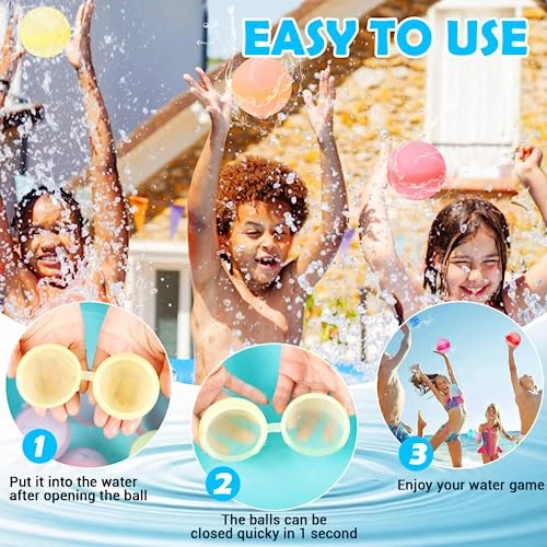 Reusable Water Balloons,Summer Water Toys, Water Bomb Pool Toys Water Balloons For Summer Party, Water Balls Pool Outdoor Toys For Kids Ages 6-12,Silicone Water Splash Ball Party Fun Games(6pcs) 4 Reusable Water Balloons,Summer Water Toys, Water Bomb Pool Toys Water Balloons For Summer Party, Water Balls Pool Outdoor Toys For Kids Ages 6-12,Silicone Water Splash Ball Party Fun Games(6pcs) - Image 2