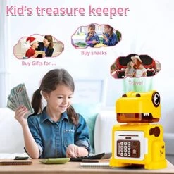 Dinosaur Piggy Bank Toys For Kid's,Auto Scroll Paper Money Safe Coin Banks Saving Box Password Code Lock For 3+ Years Old Kids Fit Christmas Birthday Gift -Folkmanis Toys Shop 51yiB7GTfXL