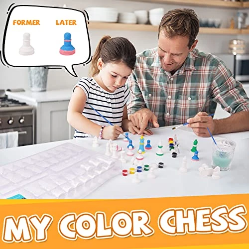 Painting Chess Set For Kids- Hand Painting Kit For Kids (2 In 1) Kids Arts And Crafts Set Painting Your Own Chess Set Painting Toys Colorful Plaster Chess Pieces Education Toys 8 Painting Chess Set For Kids- Hand Painting Kit For Kids (2 In 1) Kids Arts And Crafts Set Painting Your Own Chess Set Painting Toys Colorful Plaster Chess Pieces Education Toys - Image 6