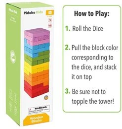 Pidoko Kids Wooden Stacking Building Blocks (49 Pcs) - Colorful Tumbling Blocks Board Games For Family Game Night - Montessori Toys Gifts, Includes Storage Bag 9 Pidoko Kids Wooden Stacking Building Blocks (49 Pcs) - Colorful Tumbling Blocks Board Games For Family Game Night - Montessori Toys Gifts, Includes Storage Bag -Folkmanis Toys Shop 51ylTFvSxvS