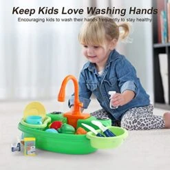GuDoQi Kitchen Sink Toy For Kids, Frog Model Pretend Play Kids Electric Dishwasher With Running Water, Easy To Installed Automatic Water Cycle System, Washing Vegetables, Birthday Gift For 3-7 Kids 13 GuDoQi Kitchen Sink Toy For Kids, Frog Model Pretend Play Kids Electric Dishwasher With Running Water, Easy To Installed Automatic Water Cycle System, Washing Vegetables, Birthday Gift For 3-7 Kids -Folkmanis Toys Shop 51ypkr6RU7L