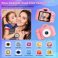 CL FUN Kids Camera, Video Camera For Kids Girls/Boys Age 3-12, HD Digital Camera For Toddler, Portable Kids Selfie Toy Camera With 32GB SD Card, Christmas Birthday Festival Gifts For Kids (Pink)