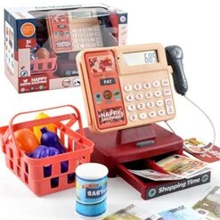 GENERIC Toy With Scanner-Red Toddler Toy With Real Calculator, Game , Credit Card Reader 24 X 26 X 8 Cm (Multicolor, One Size) -Folkmanis Toys Shop 51zGFQtTL0L