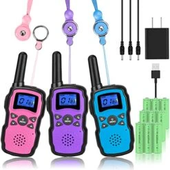 Wishouse Walkie Talkies For Kids Rechargeable 3 Pack,Walky Talky For Adults 2 Way Radio With USB Charger 9000mAh Battery,Camping Games Toy Birthday Halloween Xmas Gift For Boy Girl Children Family