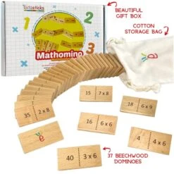 Multiplication Domino Math Game | Wooden Educational Algebra Toy | Learning Times Tables Dominoes For Classroom, Homeschooling 3rd 4th Grade -Folkmanis Toys Shop 51zHiy6BQBL