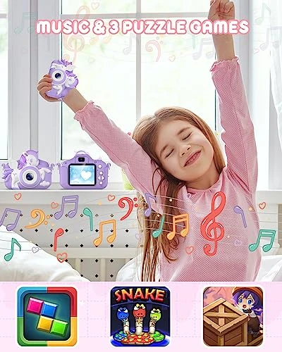 GREENKINDER Kids Camera, Toddler Digital Camera For Ages 3-12 Girls Boys Childrens, Christmas Birthday Gifts, Selfie 1080P HD Video Camera For 3 4 5 6 7 8 9 Years Old Little Girls Boys Toys Purple 6 GREENKINDER Kids Camera, Toddler Digital Camera For Ages 3-12 Girls Boys Childrens, Christmas Birthday Gifts, Selfie 1080P HD Video Camera For 3 4 5 6 7 8 9 Years Old Little Girls Boys Toys Purple - Image 4