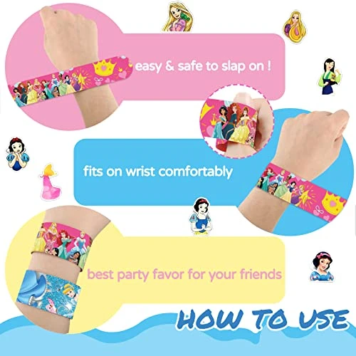 QICI 86Pcs Princess Slap Bracelet Set Include 36Pcs Slap Bracelet And 50Pcs Princess Stickers, Princess Themed Birthday Party Favors 6 QICI 86Pcs Princess Slap Bracelet Set Include 36Pcs Slap Bracelet And 50Pcs Princess Stickers, Princess Themed Birthday Party Favors - Image 4