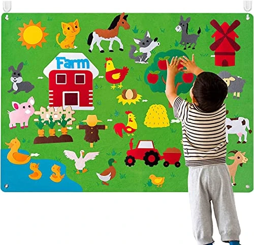 GravFinys 2023 Newest Children's Teaching Felt Board, DIY Ocean Farm Animals Story Felt Board Set, Flanne Early Learning Interactive Play Mat Wall Hanging Kit For Children's Educational Toys (C-Farm) 3 GravFinys 2023 Newest Children's Teaching Felt Board, DIY Ocean Farm Animals Story Felt Board Set, Flanne Early Learning Interactive Play Mat Wall Hanging Kit For Children's Educational Toys (C-Farm)