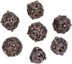 7Pcs Hollow Dice Kit,Copper Stool Portable Rolling Sculpting Metal Polygonal Dice Kit Suitable For Chessboard Games (Bloodstained) -Folkmanis Toys Shop 51zPEsR8PoL. AC