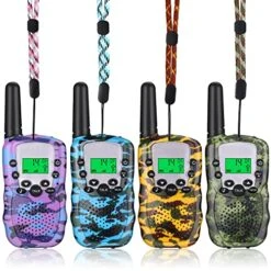 Sratte 4 Pack Walkie Talkies 22 Channels 2 Way Radio Toy With Flashlight And LCD Screen, 3 KMS Range Walkie Talkies For Boys Girls Outside Adventures, Camping, Hiking