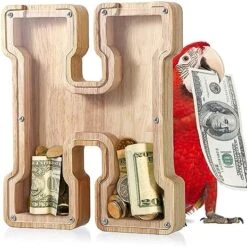 UBeesize Large Piggy Banks Twenty-Six English Alphabet Letter For Boys Girls, Wooden Personalized Bills And Coins Bank Money Box,DIY Name Birthday Gift,Bedroom Living Room Decoration(E) -Folkmanis Toys Shop 51zTHMIGWyL. AC