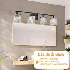 LauxaL 4 Light Crystal Vanity Lights Black Bathroom Lighting Fixture Over Mirror Modern Crystal Wall Sconce Industrial Farmhouse Style Hallway Wall Light For Living Room Bedroom Hallway -Folkmanis Toys Shop 51zTKeKmkbL