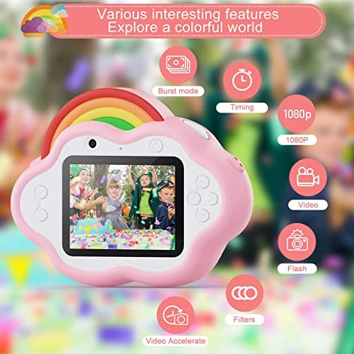 Selvim Upgrade Kids Selfie Camera, Christmas Birthday Gifts For Boys&Girls Age 3-9, HD Kids Digital Video Rainbow Camera For Toddler, Girl Toys Gifts For 3 4 5 6 7 8 Year Old With 32GB Card 3 Selvim Upgrade Kids Selfie Camera, Christmas Birthday Gifts For Boys&Girls Age 3-9, HD Kids Digital Video Rainbow Camera For Toddler, Girl Toys Gifts For 3 4 5 6 7 8 Year Old With 32GB Card