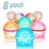 8 Packs Reusable Water Balloons Quick Fill Self Sealing, Magnetic Refillable Water Balloons For Kids Teens, Silicone Water Balls For Outdoor Activities Summer Water Toys Games