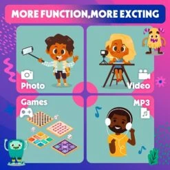 Kids Camera Toddler Toys, 1080P HD Video Digital Video Camera For Boys And Girls, Selfie Camera With 32GB Card And Cartoon Soft Silicone Cover, Christmas Birthday Gifts Portable Toy For Boys And Girls