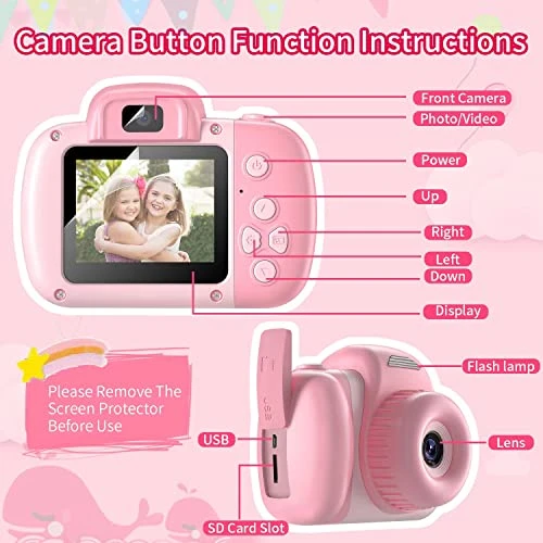 Kids Camera, HAONIU 48MP Digital Dual Camera Kids Toys For Boys/Girls 3-12 Years Old, Kid Selfie Camera With 2.0 Inch IPS Screen, 32GB SD Card, 1080P HD Video Cameras For Toddler Birthday Gifts (Pink) 7 Kids Camera, HAONIU 48MP Digital Dual Camera Kids Toys For Boys/Girls 3-12 Years Old, Kid Selfie Camera With 2.0 Inch IPS Screen, 32GB SD Card, 1080P HD Video Cameras For Toddler Birthday Gifts (Pink) - Image 5