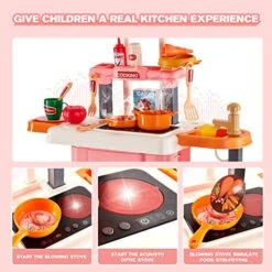 Kitchen Playset, 3 In 1 Kitchen Pretend Play Toys Travel Suitcase, 49 PCS Realistic Cooking Accessories, Sounds, Lightnd, Running Water, Great Kitchen Toys For Toddlers Kids -Folkmanis Toys Shop 51zvDJSjzoL