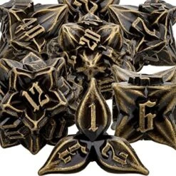 ARUOHHA DND Metal Dice Set 7PCS Black Gold Leaf Dungeons And Dragons D&D Dice With Box, RPG Handmade Role Playing Games D And D Dice D20 D12 D10 D8 D6 D4, 6 Sided Polyhedral Dice Sets -Folkmanis Toys Shop 61 ENipnoQL. AC