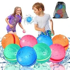 SOPPYCID Water Balloons Reusable Self Sealing, Reusable Water Bomb Splash Balls, Magnetic Water Balloons For Kids Adults, Summer Toy Water Toy For Pool,Water Fight Game, Summer Party (8 PCS)