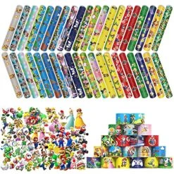 PAS DTS Slap Bracelet - 40pcs Slap Bracelet And 50 Pcs Stickers For Kids Boys & Girls Birthday Party Supplies Favors