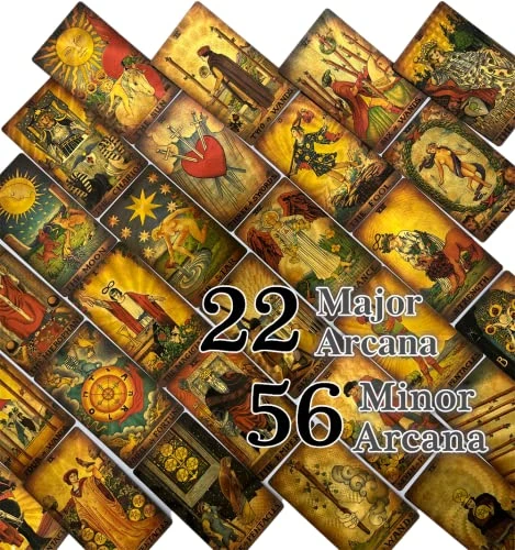 Tarot Cards With Guide Book, 78 Original PVC Waterproof Anti-Wrinkle Luxury Gold Foil Tarot Cards Deck Fortune Telling Game For Beginners&Expert Readers, Classic Tarot Deck Size 4.7" X 2.8" (Gold) 6 Tarot Cards With Guide Book, 78 Original PVC Waterproof Anti-Wrinkle Luxury Gold Foil Tarot Cards Deck Fortune Telling Game For Beginners&Expert Readers, Classic Tarot Deck Size 4.7" X 2.8" (Gold) - Image 4