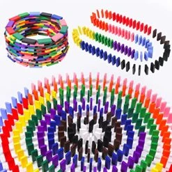 360 Piece Wooden Dominos Blocks Set,Dominoes Set For Kids,Domino Racing Toy Game,Colorful Dominos Tiles Domino Blocks Bulk,Dominoes Racing Tile Games,Kids Game Educational Play Toy For Birthday Party