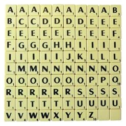 Trimming Shop Ivory Plastic Alphabet Tiles With Black Letters And Numbers For Game, Arts Crafts, Crossword, DIY Decoration, 100pcs