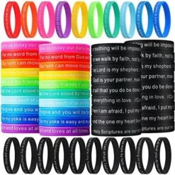 100 Pieces Bible Verse Bracelets Bulk Silicone Christian Scripture Bracelets WWJD Rubber Religious Spiritual Wristbands Inspirational Bracelet For Adult Teen Religious Gifts (Bright, Classic) -Folkmanis Toys Shop 612EEivbBhL. AC