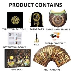 OceanWings Classic Tarot Cards Deck Set With Guidebook,Gold Foil Waterproof Tarot Cards Fortune Telling Toy With Crystal-Pendulum-for Beginners&Expert Readers -Folkmanis Toys Shop 614EbMnXxCL