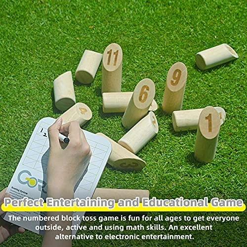 Gorock Numbered Block Toss Game, Wooden Bowling Throwing Game Set With Scoreboard & Carrying Bag, Giant Outdoor Backyard Lawn Game For Kids Adults Family 4 Gorock Numbered Block Toss Game, Wooden Bowling Throwing Game Set With Scoreboard & Carrying Bag, Giant Outdoor Backyard Lawn Game For Kids Adults Family - Image 2